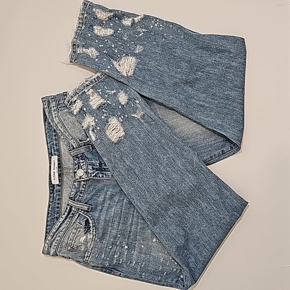 Flying Monkey Distressed Crop Straight Jeans 26 Blue Mid-Rise Denim Pants Y2347 - Picture 7 of 14